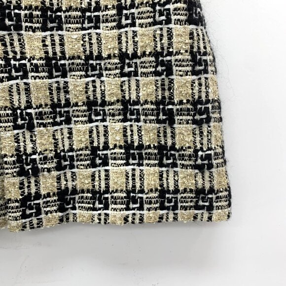 Gucci Womens Tweed Mini Skirt Size 36 Black & Gold Checkered Pattern Made In Ita - Picture 4 of 6